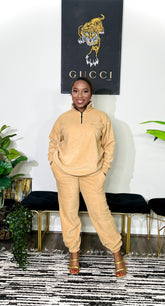 Chaya Lounge Super Soft fleece zip up sweatshirt (Wheat Nude)